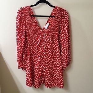 Long sleeve mini floral dress